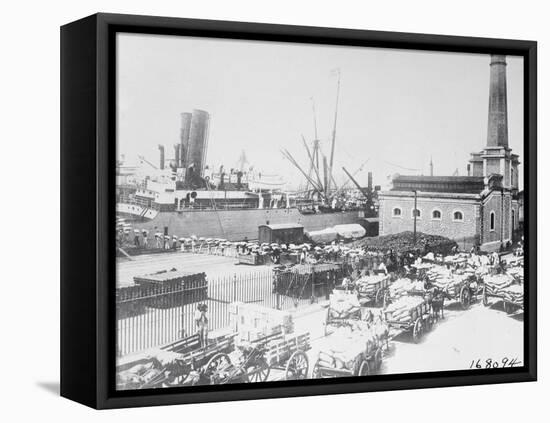 Men Loading Coffee onto Steamer-null-Framed Stretched Canvas