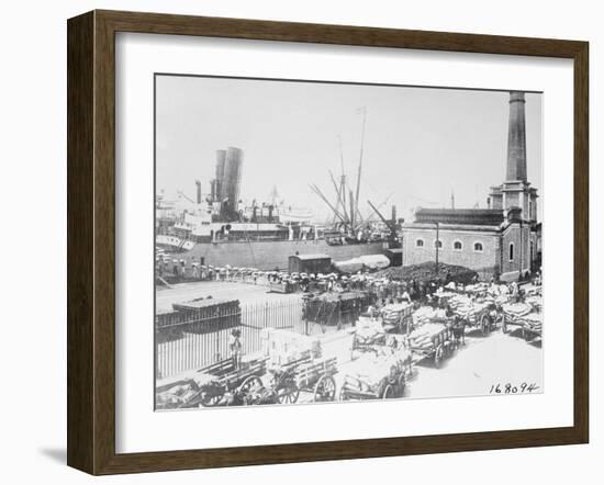 Men Loading Coffee onto Steamer-null-Framed Photographic Print