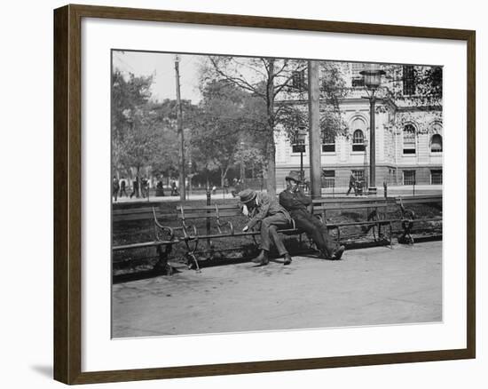 Men Lounging in City Hall Park-null-Framed Photographic Print