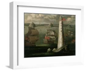 Men-O-War and Other Vessels Before the Eddystone Lighthouse-Isaac Sailmaker-Framed Giclee Print