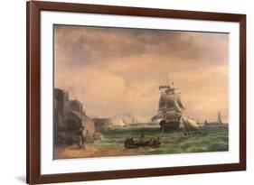 Men-O'-War and Small Craft at Portsmouth Harbour, Late 18th or Early 19th Century-Thomas Whitcombe-Framed Giclee Print