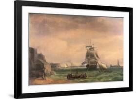 Men-O'-War and Small Craft at Portsmouth Harbour, Late 18th or Early 19th Century-Thomas Whitcombe-Framed Giclee Print