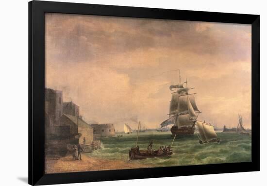 Men-O'-War and Small Craft at Portsmouth Harbour, Late 18th or Early 19th Century-Thomas Whitcombe-Framed Giclee Print