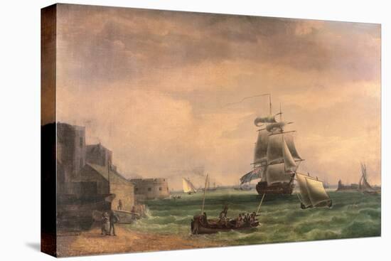 Men-O'-War and Small Craft at Portsmouth Harbour, Late 18th or Early 19th Century-Thomas Whitcombe-Stretched Canvas