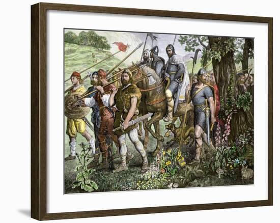 Men of Kent Marching to Defend England During the Norman Invasion, 1066-null-Framed Giclee Print