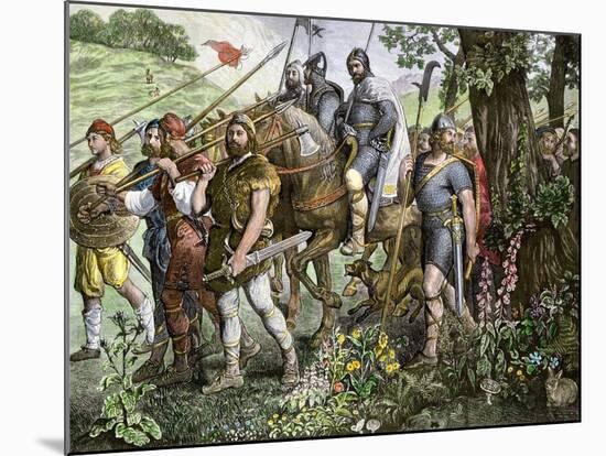Men of Kent Marching to Defend England During the Norman Invasion, 1066-null-Mounted Giclee Print