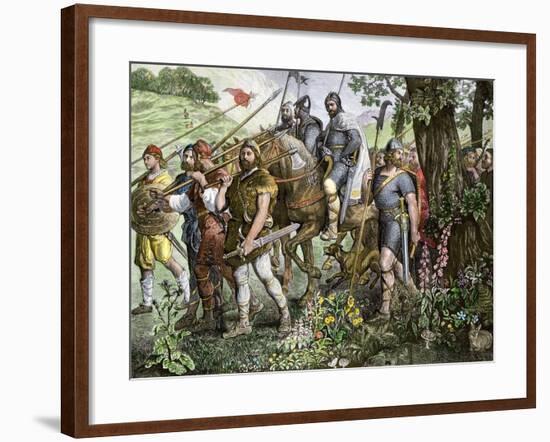 Men of Kent Marching to Defend England During the Norman Invasion, 1066-null-Framed Giclee Print