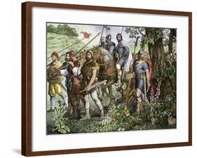 Men of Kent Marching to Defend England During the Norman Invasion, 1066-null-Framed Giclee Print