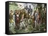 Men of Kent Marching to Defend England During the Norman Invasion, 1066-null-Framed Stretched Canvas