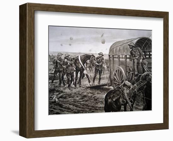 Men of the Mounted Section of the Canadian Veterinary Corps Collecting Wounded Horses in the…-Richard Caton Woodville-Framed Giclee Print