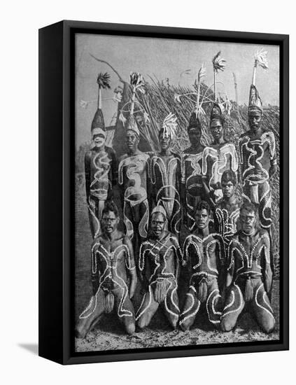 Men of the 'Never Never Land, in Totem Attire, Australia, 1922-PJ MacMahon-Framed Stretched Canvas