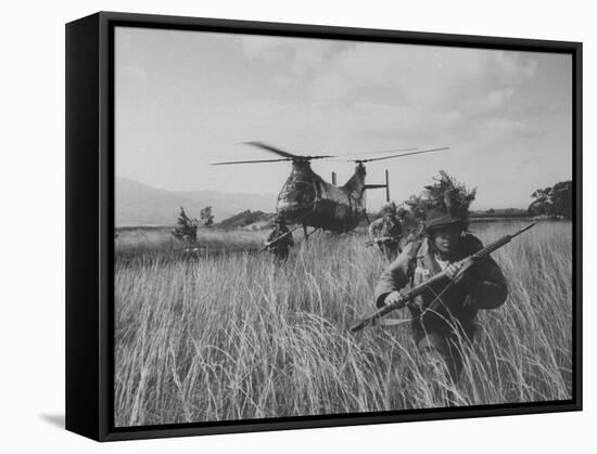 Men of the Us Army 25th Infantry Division During Jungle Training-Nat Farbman-Framed Stretched Canvas