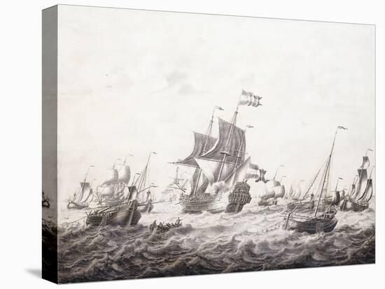 Men-Of-War Breaking Fishermen's Nets-Adriaen or Abraham Salm-Stretched Canvas