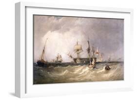 Men-Of-War Off Portsmouth, Hampshire, 1855-Clarkson Stanfield-Framed Giclee Print