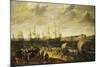 Men-Of-War Sailing Out of an Estuary with Figures in the Forground-Adam Willaerts-Mounted Giclee Print