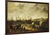 Men-Of-War Sailing Out of an Estuary with Figures in the Forground-Adam Willaerts-Framed Giclee Print