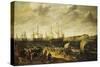 Men-Of-War Sailing Out of an Estuary with Figures in the Forground-Adam Willaerts-Stretched Canvas