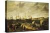 Men-Of-War Sailing Out of an Estuary with Figures in the Forground-Adam Willaerts-Stretched Canvas