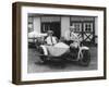 Men on Harley Davidson Motorcycle with Sidecar - Indianapolis, IN-Lantern Press-Framed Art Print