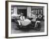 Men on Harley Davidson Motorcycle with Sidecar - Indianapolis, IN-Lantern Press-Framed Art Print