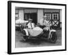 Men on Harley Davidson Motorcycle with Sidecar - Indianapolis, IN-Lantern Press-Framed Art Print