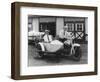 Men on Harley Davidson Motorcycle with Sidecar - Indianapolis, IN-Lantern Press-Framed Art Print