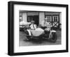 Men on Harley Davidson Motorcycle with Sidecar - Indianapolis, IN-Lantern Press-Framed Art Print