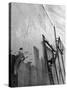 Men on Ladders Painting Exterior Wall of Building in Preparation for Opening of the World's Fair-Alfred Eisenstaedt-Stretched Canvas