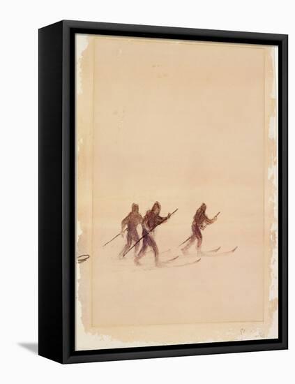 Men on Skis-Edward Adrian Wilson-Framed Stretched Canvas