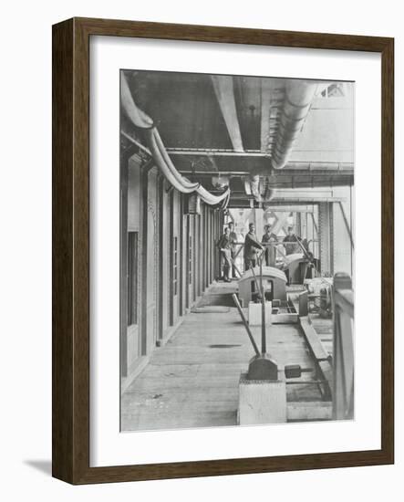 Men on the Hydraulic Lever Platform of the Woolwich Ferry, London, 1896-null-Framed Photographic Print