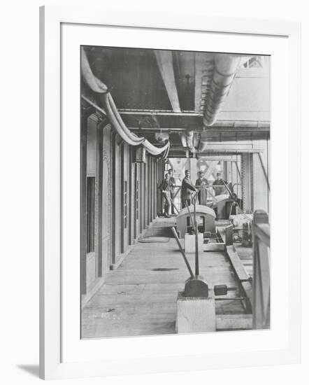 Men on the Hydraulic Lever Platform of the Woolwich Ferry, London, 1896-null-Framed Photographic Print