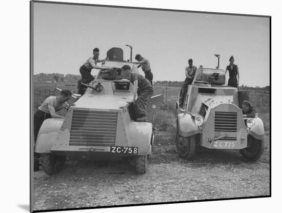 Men Overhauling Armoured Cars at Curragh Camp-null-Mounted Photographic Print