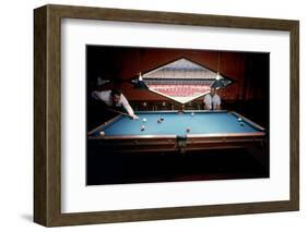 Men Paying Billiards in a Sky Room of Harris County Domed Stadium 'Astrodome', Houston, TX, 1968-Mark Kauffman-Framed Photographic Print