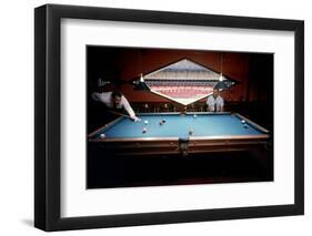 Men Paying Billiards in a Sky Room of Harris County Domed Stadium 'Astrodome', Houston, TX, 1968-Mark Kauffman-Framed Photographic Print