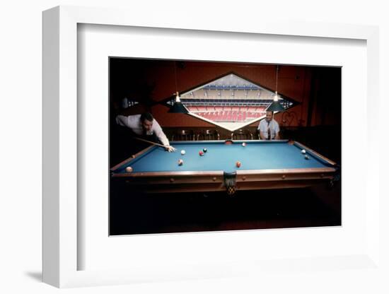 Men Paying Billiards in a Sky Room of Harris County Domed Stadium 'Astrodome', Houston, TX, 1968-Mark Kauffman-Framed Photographic Print