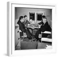 Men Playing a Card Game While Riding Aboard the Atlantic Clipper-Bernard Hoffman-Framed Premium Photographic Print