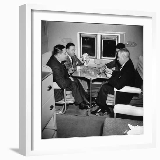 Men Playing a Card Game While Riding Aboard the Atlantic Clipper-Bernard Hoffman-Framed Premium Photographic Print