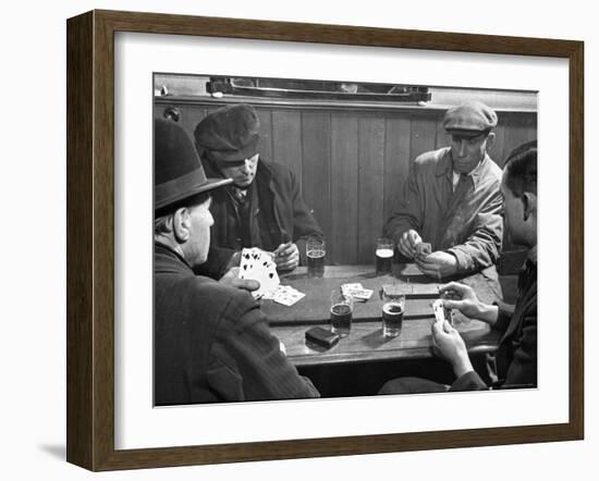 Men Playing a Crib Game, a Card Game, in an English Pub-Hans Wild-Framed Photographic Print