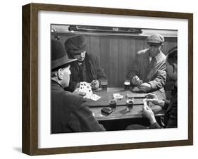 Men Playing a Crib Game, a Card Game, in an English Pub-Hans Wild-Framed Photographic Print