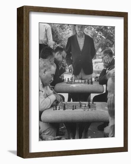 Men Playing Chess in Central Park-Leonard Mccombe-Framed Photographic Print