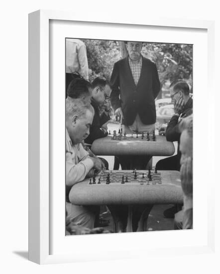 Men Playing Chess in Central Park-Leonard Mccombe-Framed Photographic Print