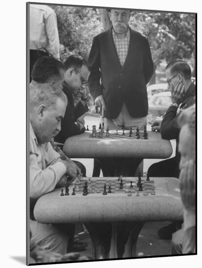 Men Playing Chess in Central Park-Leonard Mccombe-Mounted Photographic Print