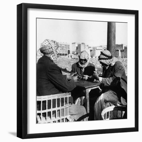 Men Playing Domino at the Table of a Cafe in Baghdad-Mario de Biasi-Framed Photographic Print