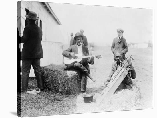 Men Playing Kazoos and Guitar Photograph-Lantern Press-Stretched Canvas