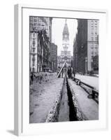 Men Posing While Laying Pipe, Philadelphia, Pennsylvania-null-Framed Photo