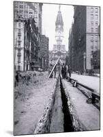 Men Posing While Laying Pipe, Philadelphia, Pennsylvania-null-Mounted Photo