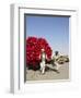 Men Pulling Wooden Cart Piled with Red Water Containers Along Road, Balkh Province, Afghanistan-Jane Sweeney-Framed Photographic Print