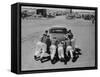 Men Pushing Car During Nat. Hot Rod Assoc. Drag Meet-Ralph Crane-Framed Stretched Canvas