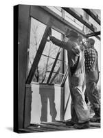 Men Putting Windows In-null-Stretched Canvas