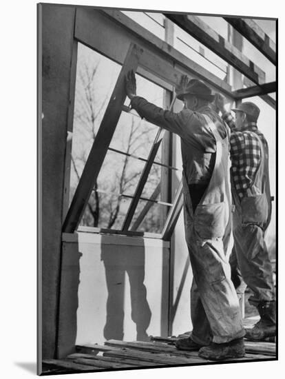 Men Putting Windows In-null-Mounted Photographic Print